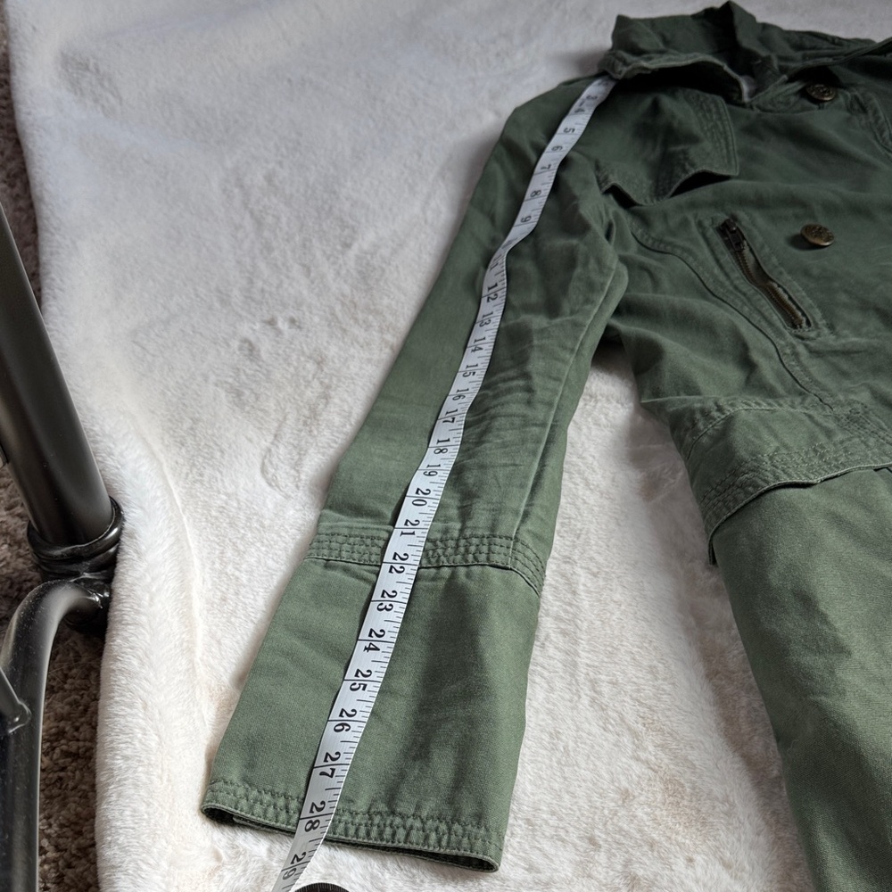 Women's Green Double-Breasted Military Style A-line Coat - Picture 8 of 14